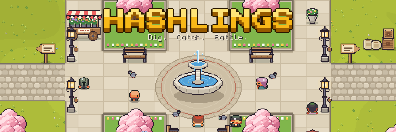 Hashlings: the town plaza, with the Digger by the fountain